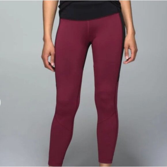 Lululemon All You Need Colorblock Leggings Tights 2 Black Dashing Purple Magenta - Picture 2 of 10